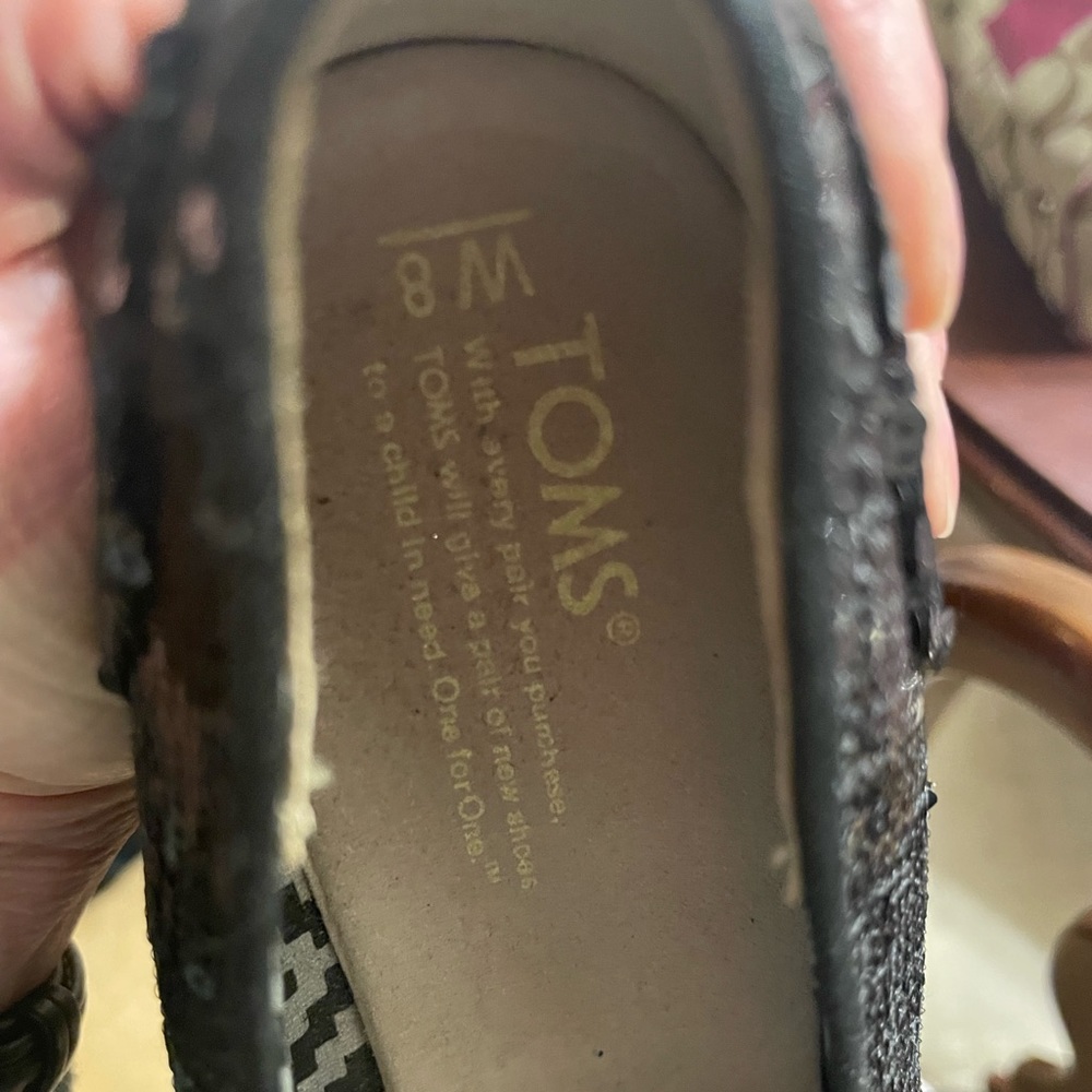 Tom’s Sequined Open Toe Wedge, Only Worn Once - image 3